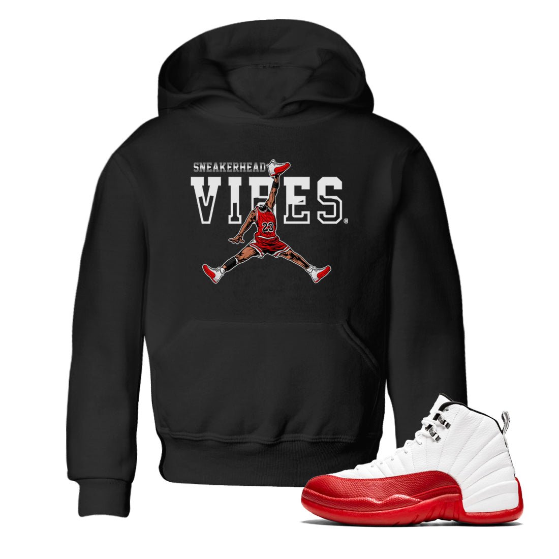 12s Cherry Sneaker Match Tees Jumpman Sneakerhead Vibes Sneaker Tees Air Jordan 12 Cherry Sneaker Release Tees Kids Shirts Black 1