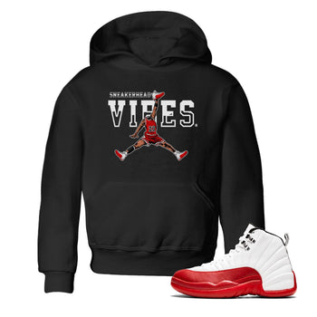 12s Cherry Sneaker Match Tees Jumpman Sneakerhead Vibes Sneaker Tees Air Jordan 12 Cherry Sneaker Release Tees Kids Shirts Black 1