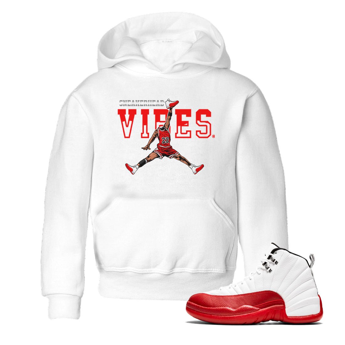 12s Cherry Sneaker Match Tees Jumpman Sneakerhead Vibes Sneaker Tees Air Jordan 12 Cherry Sneaker Release Tees Kids Shirts White 1