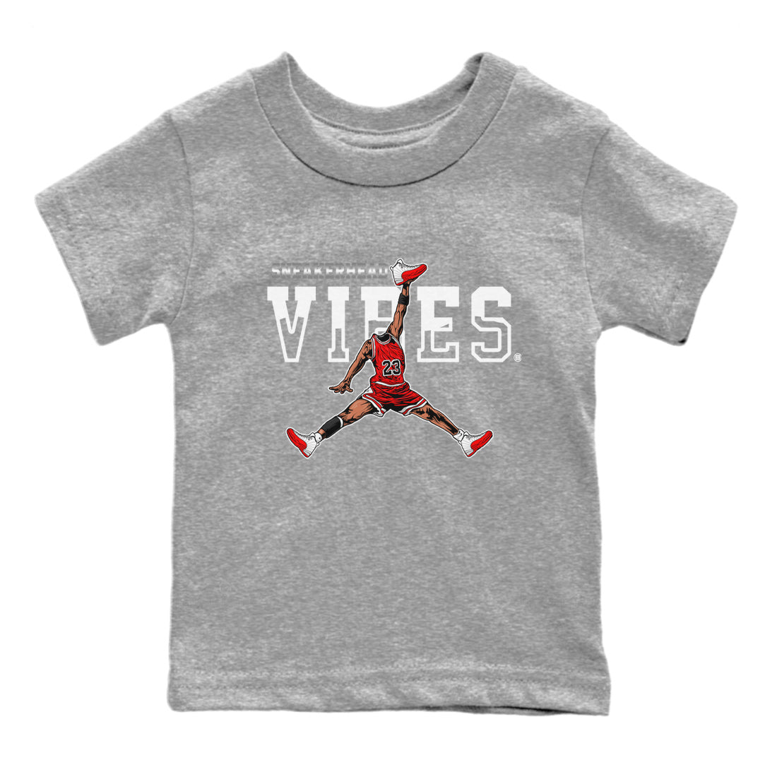 12s Cherry Sneaker Match Tees Jumpman Sneakerhead Vibes Sneaker Tees Air Jordan 12 Cherry Sneaker Release Tees Kids Shirts Heather Grey 2