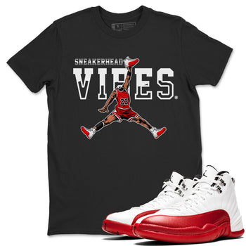 12s Cherry Sneaker Match Tees Jumpman Sneakerhead Vibes Sneaker Tees Air Jordan 12 Cherry Sneaker Release Tees Unisex Shirts Black 1