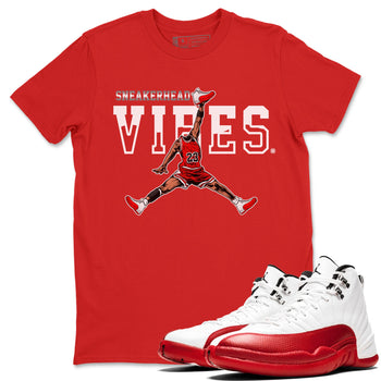 12s Cherry Sneaker Match Tees Jumpman Sneakerhead Vibes Sneaker Tees Air Jordan 12 Cherry Sneaker Release Tees Unisex Shirts Red 1