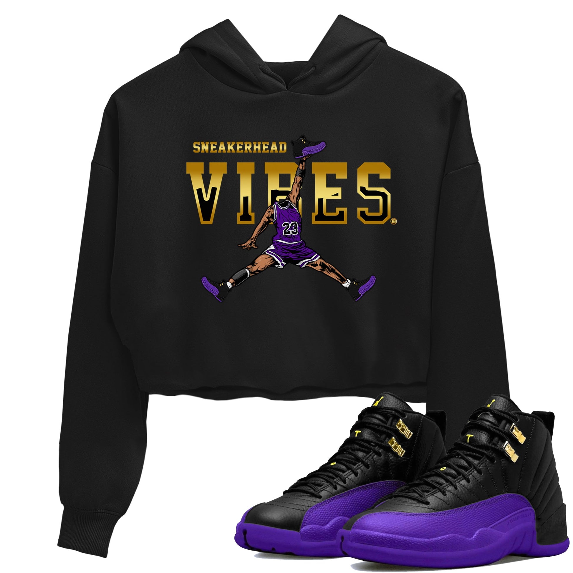 Air Jordan 12 Field Purple Sneaker Match Tees Sneakerhead Vibes Sneaker Tees AJ12 Field Purple Sneaker Release Tees Women's Shirts Black 1