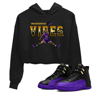 Air Jordan 12 Field Purple Sneaker Match Tees Sneakerhead Vibes Sneaker Tees AJ12 Field Purple Sneaker Release Tees Women's Shirts Black 1