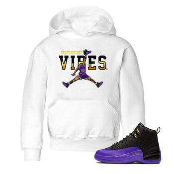 Air Jordan 12 Field Purple Sneaker Match Tees Sneakerhead Vibes Sneaker Tees AJ12 Field Purple Sneaker Release Tees Kids Shirts White 1
