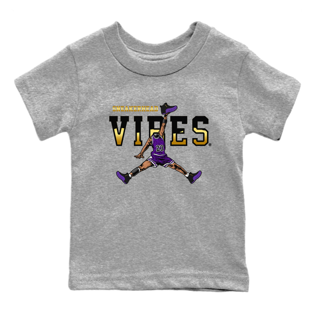 Air Jordan 12 Field Purple Sneaker Match Tees Sneakerhead Vibes Sneaker Tees AJ12 Field Purple Sneaker Release Tees Kids Shirts Heather Grey 2