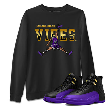Air Jordan 12 Field Purple Sneaker Match Tees Sneakerhead Vibes Sneaker Tees AJ12 Field Purple Sneaker Release Tees Unisex Shirts Black 1