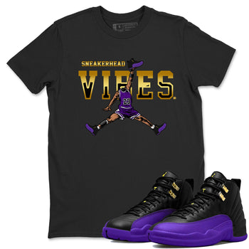 Air Jordan 12 Field Purple Sneaker Match Tees Sneakerhead Vibes Sneaker Tees AJ12 Field Purple Sneaker Release Tees Unisex Shirts Black 1