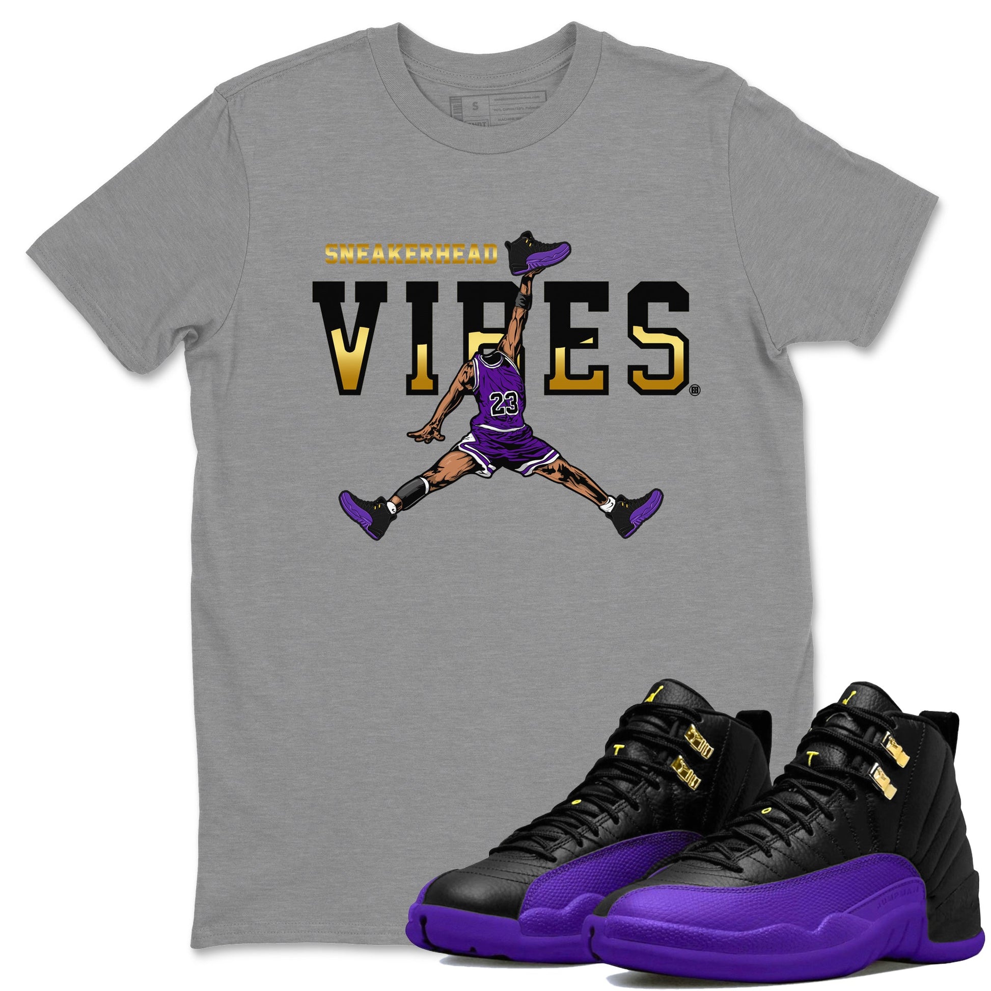 Air Jordan 12 Field Purple Sneaker Match Tees Sneakerhead Vibes Sneaker Tees AJ12 Field Purple Sneaker Release Tees Unisex Shirts Heather Grey 1