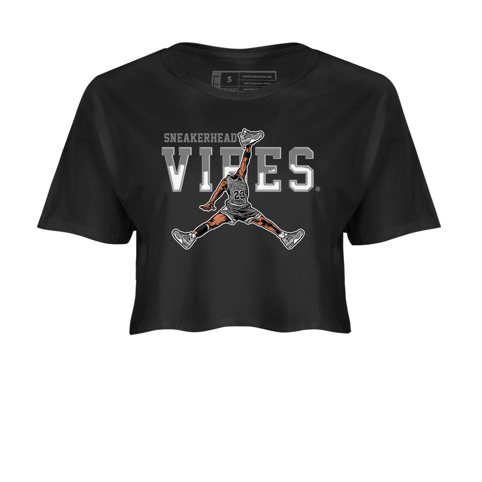 Air Jordan 4 Retro Frozen Moments shirt to match jordans Sneakerhead Vibes sneaker tees Air Jordan 4 Light Iron Ore SNRT Sneaker Release Tees Black 2 Crop T-Shirt