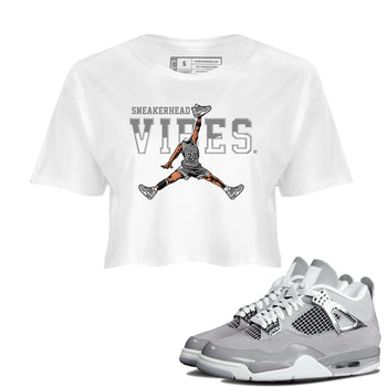 Air Jordan 4 Retro Frozen Moments shirt to match jordans Sneakerhead Vibes sneaker tees Air Jordan 4 Light Iron Ore SNRT Sneaker Release Tees White 1 Crop T-Shirt