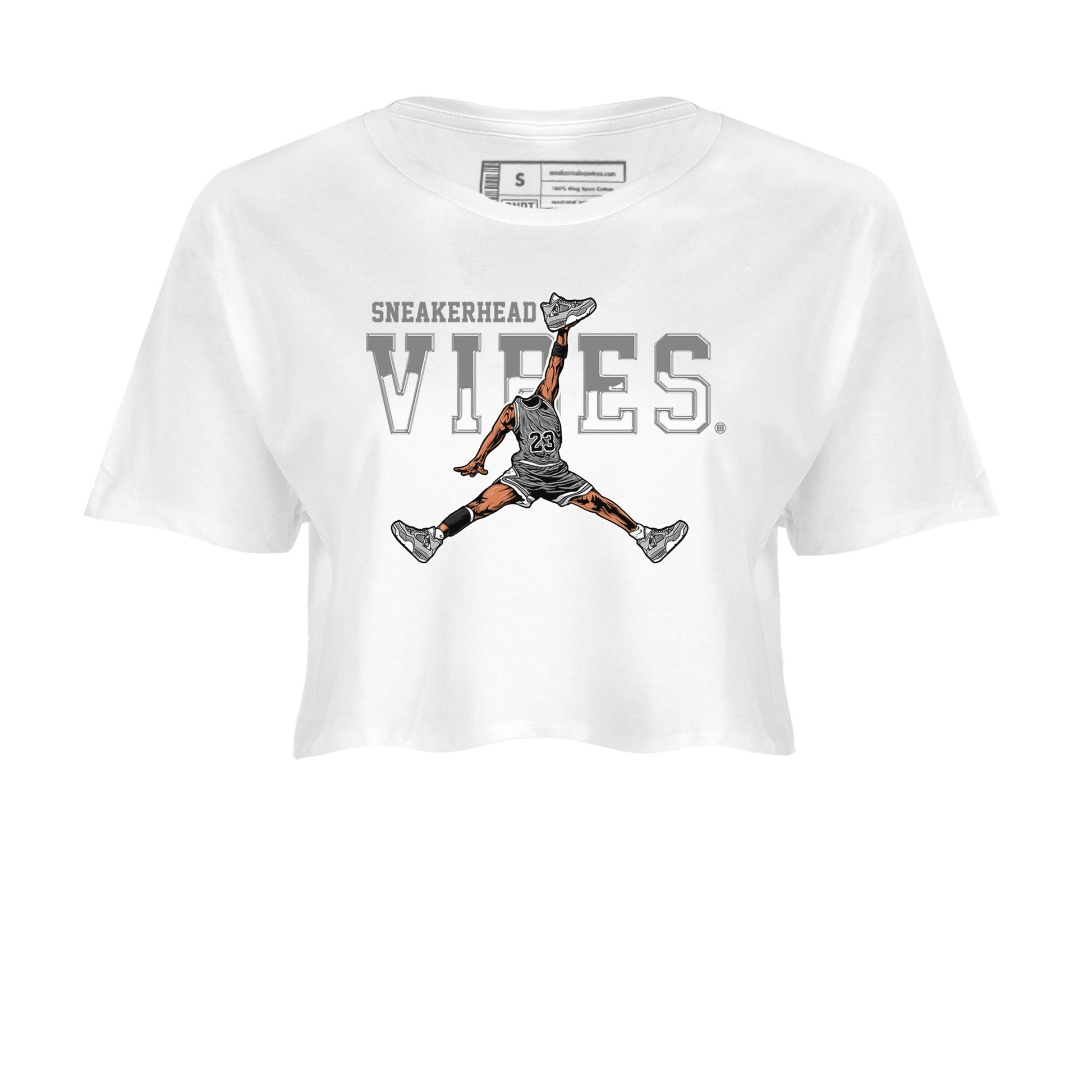 Air Jordan 4 Retro Frozen Moments shirt to match jordans Sneakerhead Vibes sneaker tees Air Jordan 4 Light Iron Ore SNRT Sneaker Release Tees White 2 Crop T-Shirt