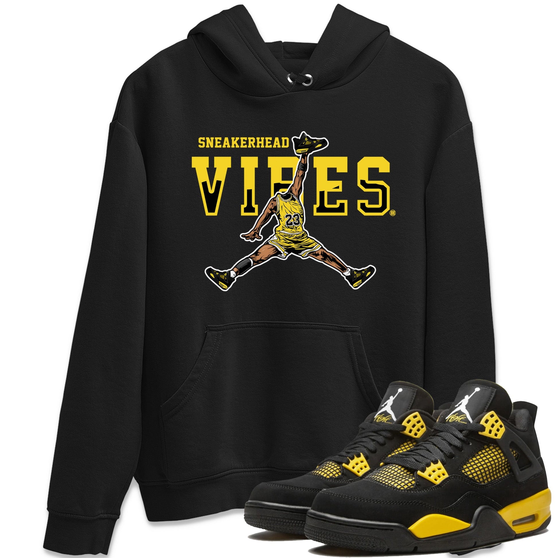 Air Jordan 4 Thunder Sneaker Match Tees Sneakerhead Vibes Sneaker Tees Air Jordan 4 Retro Thunder Sneaker Release Tees Unisex Shirts Black 1