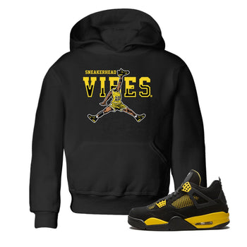 Air Jordan 4 Thunder Sneaker Match Tees Sneakerhead Vibes Sneaker Tees Air Jordan 4 Retro Thunder Sneaker Release Tees Kids Shirts Black 1