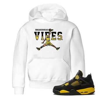 Air Jordan 4 Thunder Sneaker Match Tees Sneakerhead Vibes Sneaker Tees Air Jordan 4 Retro Thunder Sneaker Release Tees Kids Shirts White 1