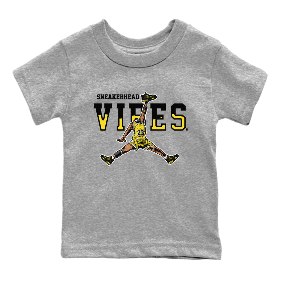 Air Jordan 4 Thunder Sneaker Match Tees Sneakerhead Vibes Sneaker Tees Air Jordan 4 Retro Thunder Sneaker Release Tees Kids Shirts Heather Grey 2