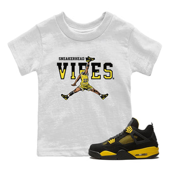 Air Jordan 4 Thunder Sneaker Match Tees Sneakerhead Vibes Sneaker Tees Air Jordan 4 Retro Thunder Sneaker Release Tees Kids Shirts White 1