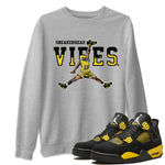 Air Jordan 4 Thunder Sneaker Match Tees Sneakerhead Vibes Sneaker Tees Air Jordan 4 Retro Thunder Sneaker Release Tees Unisex Shirts Heather Grey 1