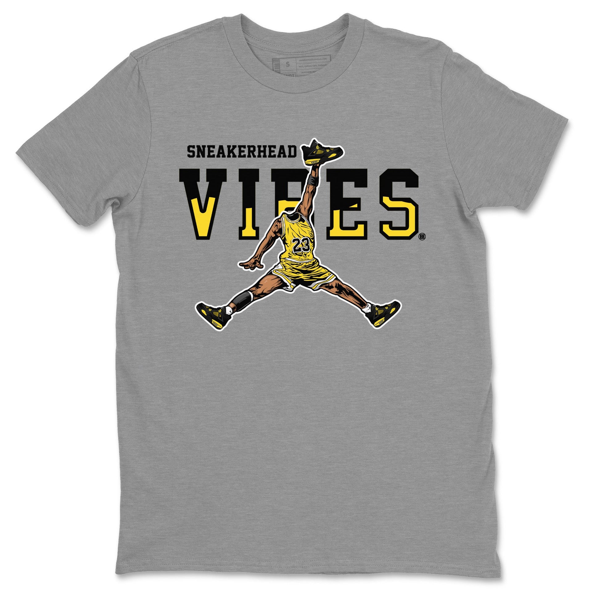 Air Jordan 4 Thunder Sneaker Match Tees Sneakerhead Vibes Sneaker Tees Air Jordan 4 Retro Thunder Sneaker Release Tees Unisex Shirts Heather Grey 2