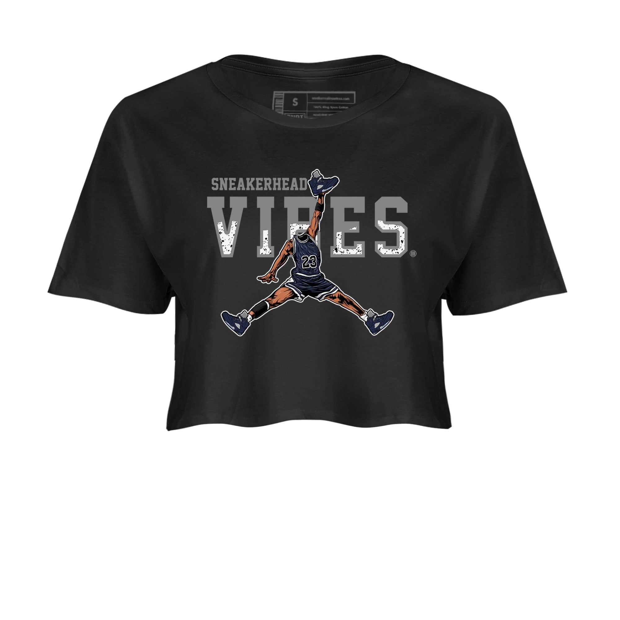 Midnight Navy 5s shirt to match jordans Sneakerhead Vibes sneaker tees Air Jordan 5 Retro Midnight Navy SNRT Sneaker Release Tees Black 2 Crop T-Shirt