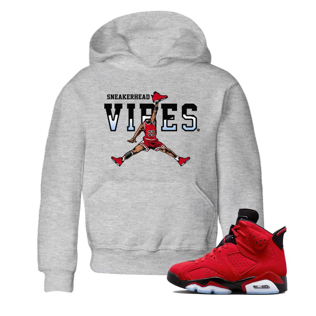 Air Jordan 6 Toro Bravo Sneaker Match Tees Sneakerhead Vibes Sneaker Tees Air Jordan 6 Toro Sneaker Release Tees Kids Shirts Heather Grey 1