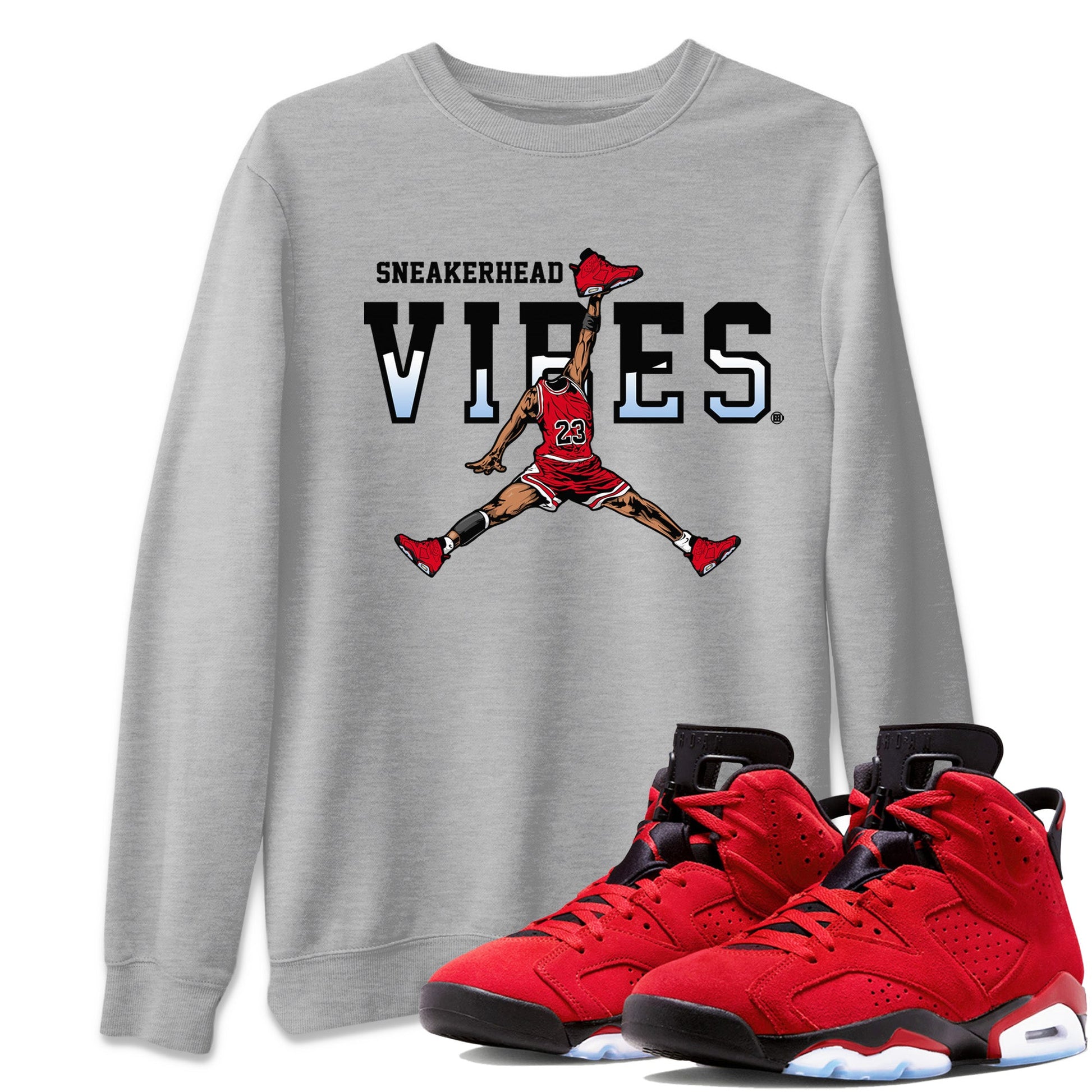 Air Jordan 6 Toro Bravo Sneaker Match Tees Sneakerhead Vibes Sneaker Tees Air Jordan 6 Toro Sneaker Release Tees Unisex Shirts Heather Grey 1