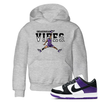 Sneakerhead Vibes sneaker match tees to Court Purple Dunks street fashion brand for shirts to match Jordans SNRT Sneaker Tees Dunk Low Court Purple unisex t-shirt Heather Grey 1 youth shirt