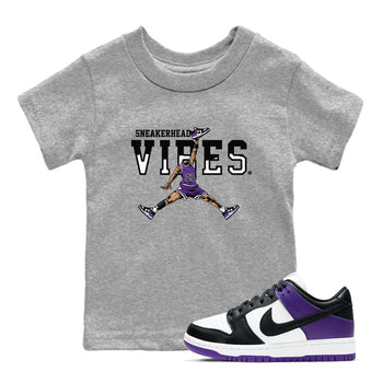Sneakerhead Vibes sneaker match tees to Court Purple Dunks street fashion brand for shirts to match Jordans SNRT Sneaker Tees Dunk Low Court Purple unisex t-shirt Heather Grey 1 youth shirt
