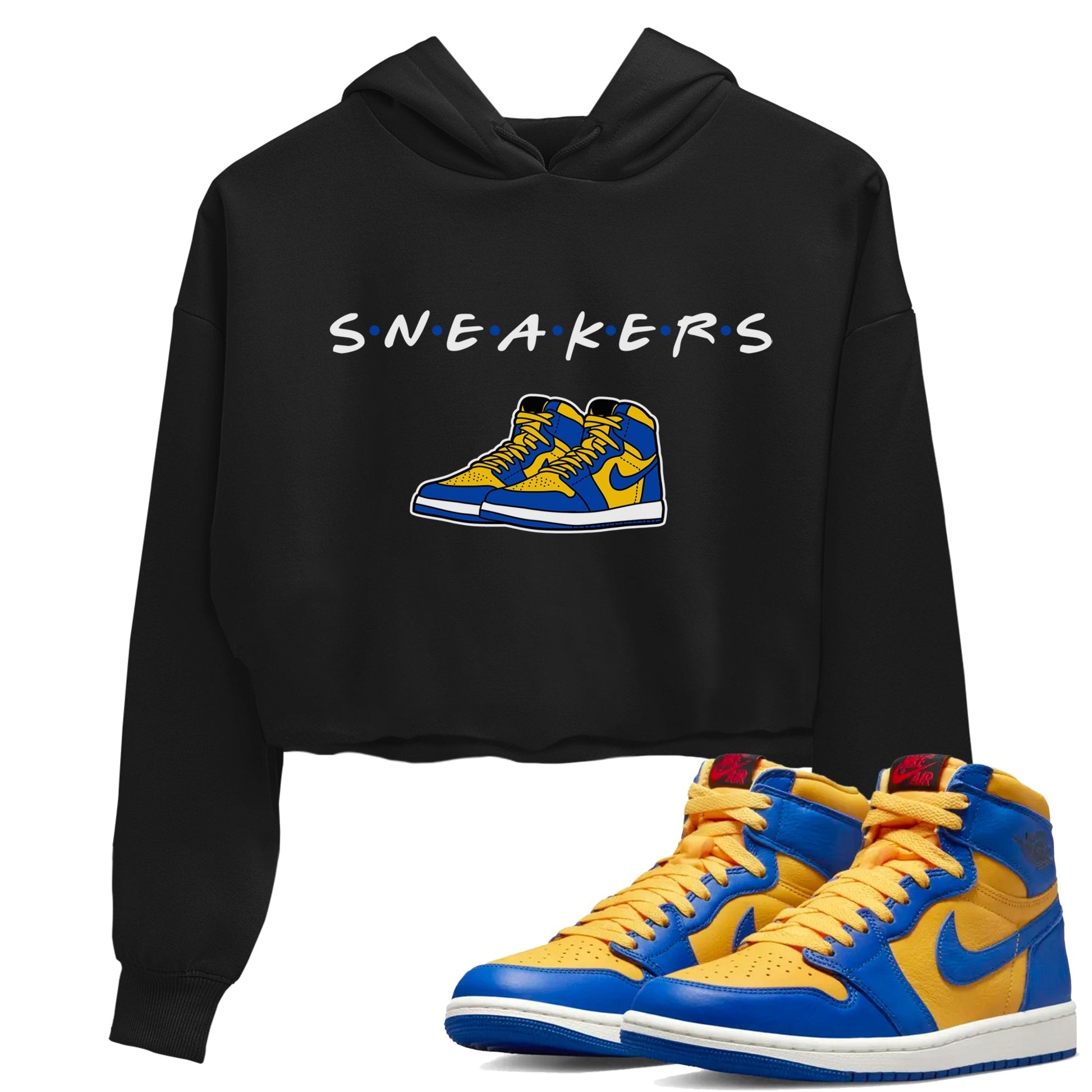 Jordan 1 Game Royal Varsity Maize Sneaker Match Tees Sneakers Sneaker Tees Jordan 1 Game Royal Varsity Maize Sneaker Release Tees Women's Shirts