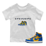 Jordan 1 Game Royal Varsity Maize Sneaker Match Tees Sneakers Sneaker Tees Jordan 1 Game Royal Varsity Maize Sneaker Release Tees Kids Shirts