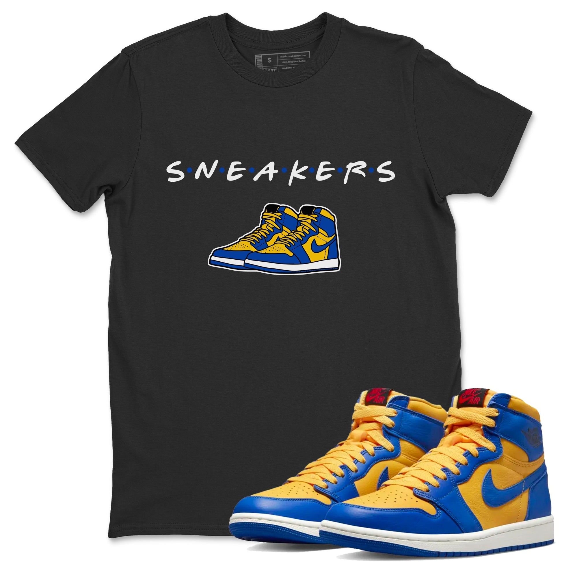 Jordan 1 Game Royal Varsity Maize Sneaker Match Tees Sneakers Sneaker Tees Jordan 1 Game Royal Varsity Maize Sneaker Release Tees Unisex Shirts