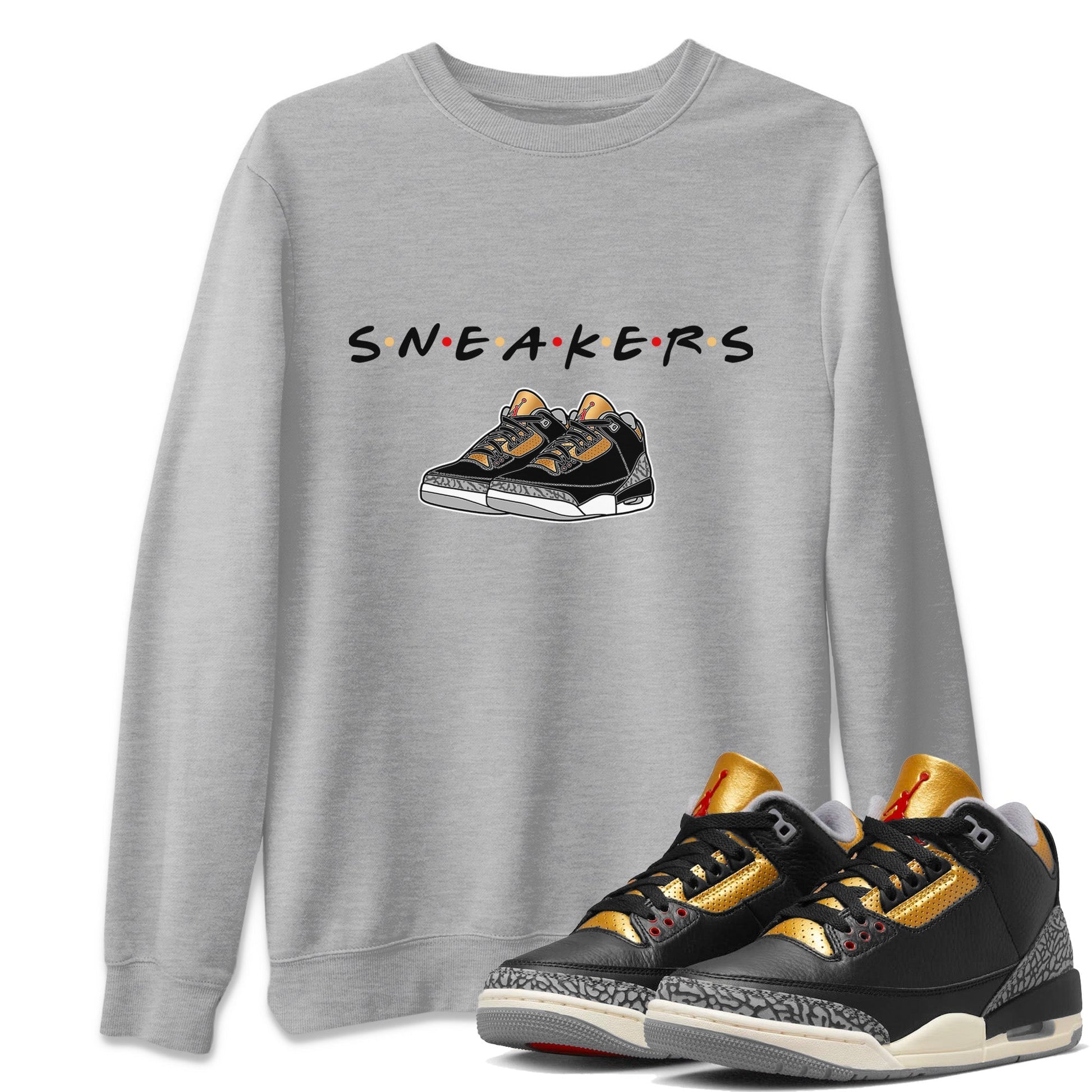 Jordan 3 Black Gold Sneaker Match Tees Sneakers Sneaker Tees Jordan 3 Black Gold Sneaker Release Tees Unisex Shirts