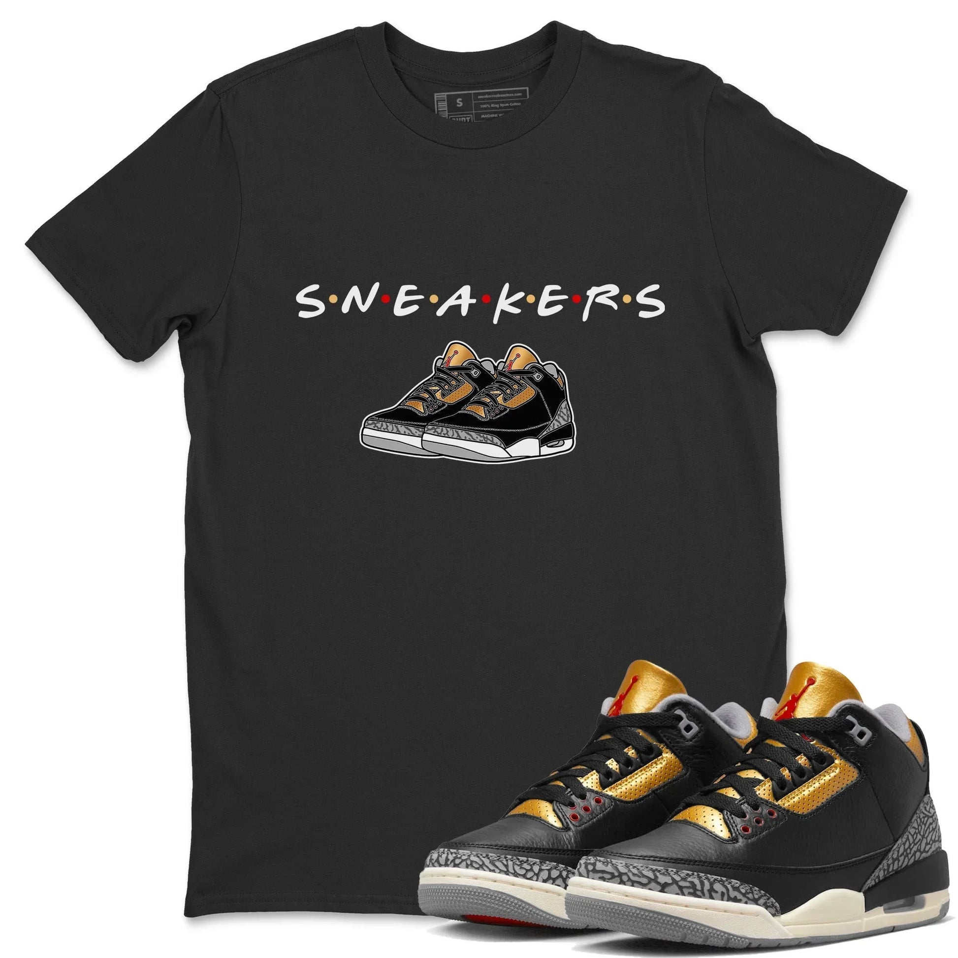 Jordan 3 Black Gold Sneaker Match Tees Sneakers Sneaker Tees Jordan 3 Black Gold Sneaker Release Tees Unisex Shirts