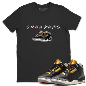 Jordan 3 Black Gold Sneaker Match Tees Sneakers Sneaker Tees Jordan 3 Black Gold Sneaker Release Tees Unisex Shirts