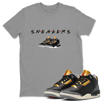 Jordan 3 Black Gold Sneaker Match Tees Sneakers Sneaker Tees Jordan 3 Black Gold Sneaker Release Tees Unisex Shirts