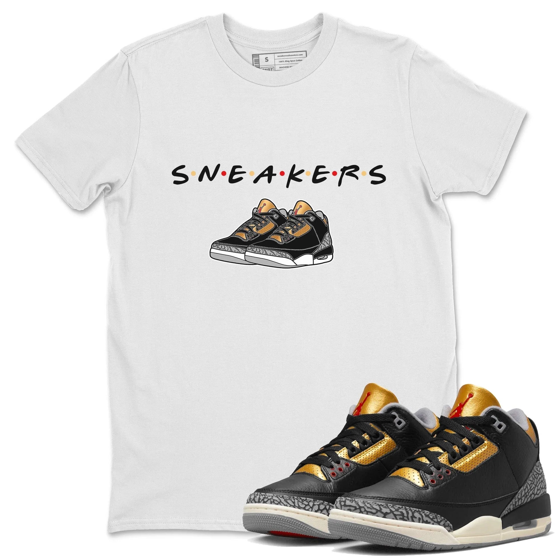 Jordan 3 Black Gold Sneaker Match Tees Sneakers Sneaker Tees Jordan 3 Black Gold Sneaker Release Tees Unisex Shirts