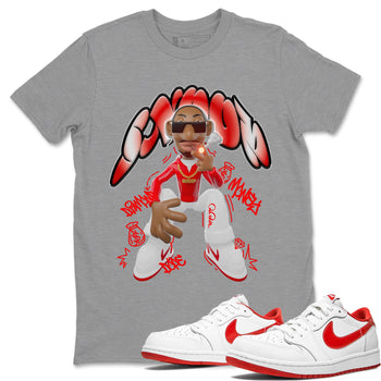 Jordan 1 Low University Red shirt to match jordans Snoop sneakertees AJ1 Low University Red SNRT Sneaker Release Tees Unisex Heather Grey 1 T-Shirt