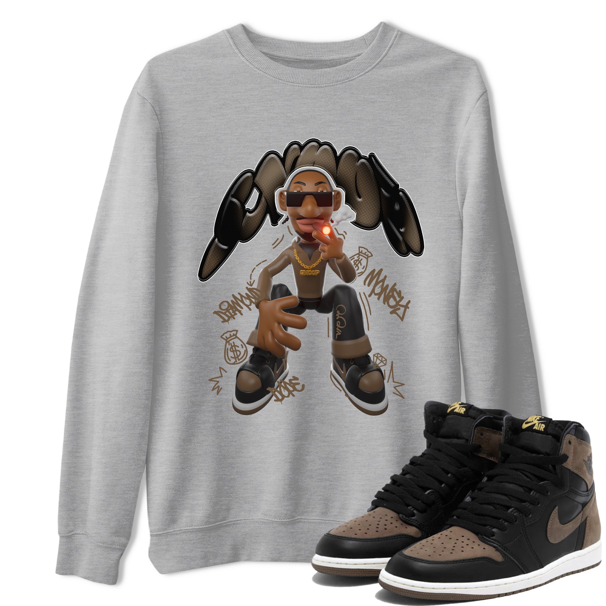 Air Jordan 1 Palomino shirt to match jordans Snoop sneaker tees AJ1 Palomino SNRT Sneaker Release Tees Unisex Heather Grey 1 T-Shirt