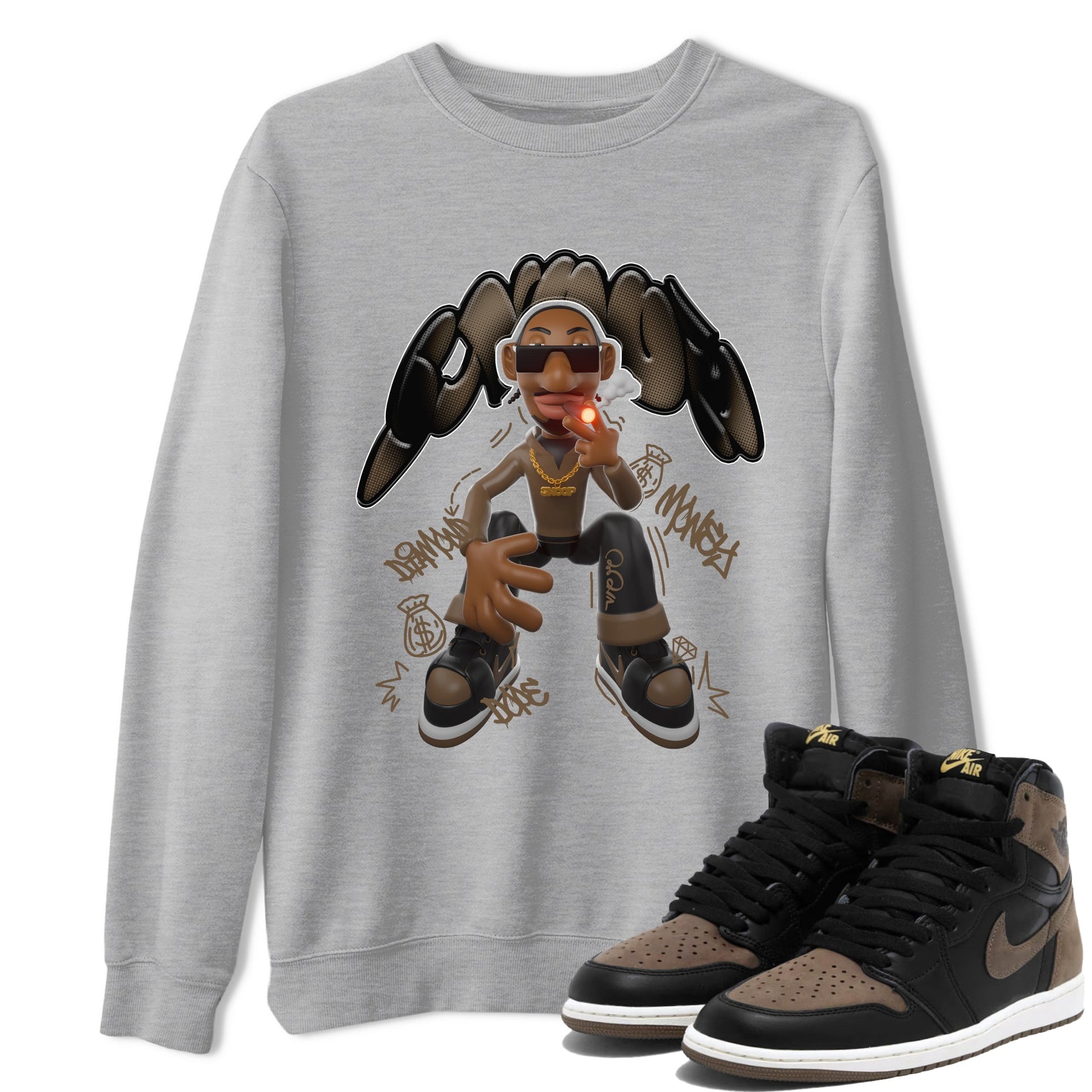 Air Jordan 1 Palomino shirt to match jordans Snoop sneaker tees AJ1 Palomino SNRT Sneaker Release Tees Unisex Heather Grey 1 T-Shirt