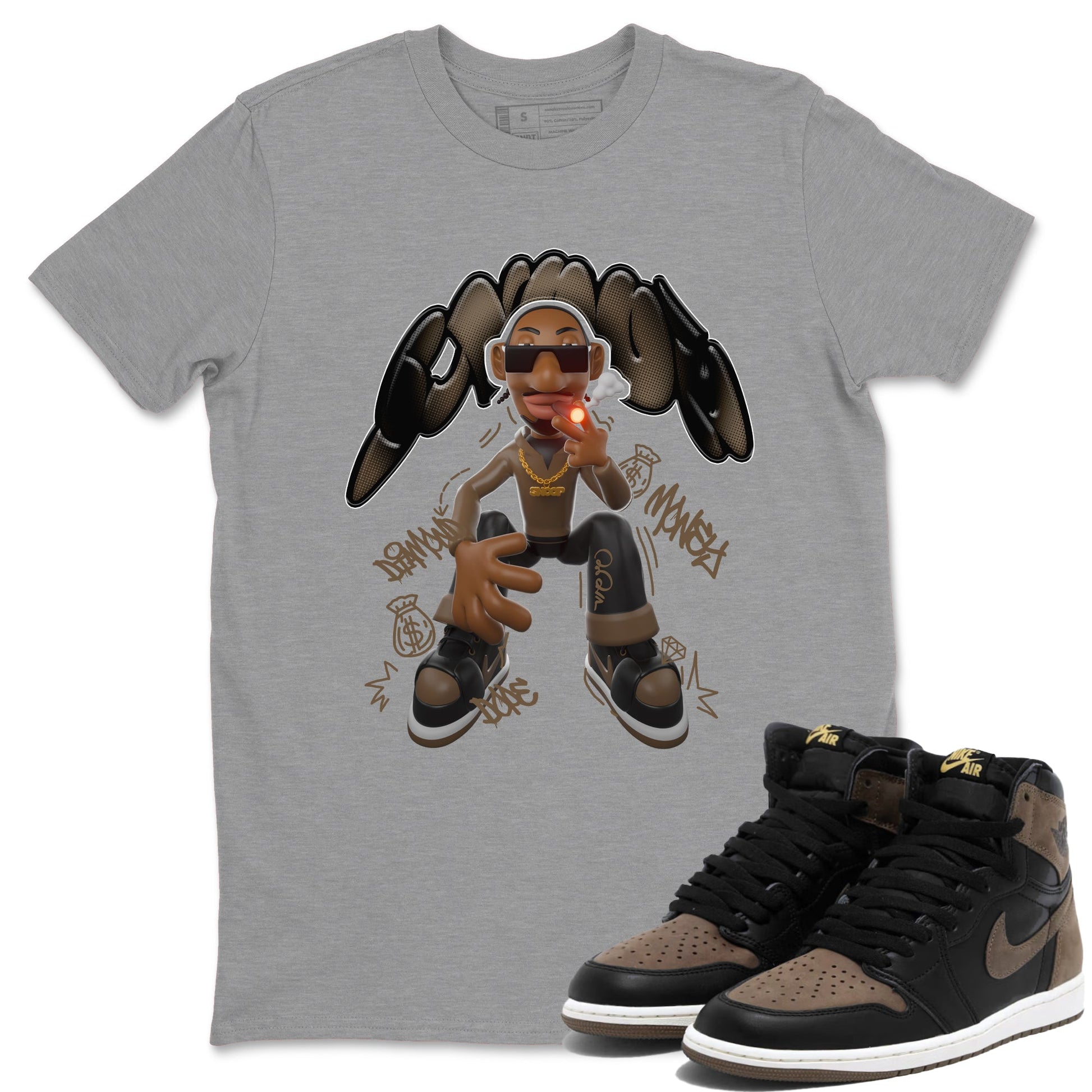 Air Jordan 1 Palomino shirt to match jordans Snoop sneaker tees AJ1 Palomino SNRT Sneaker Release Tees Unisex Heather Grey 1 T-Shirt