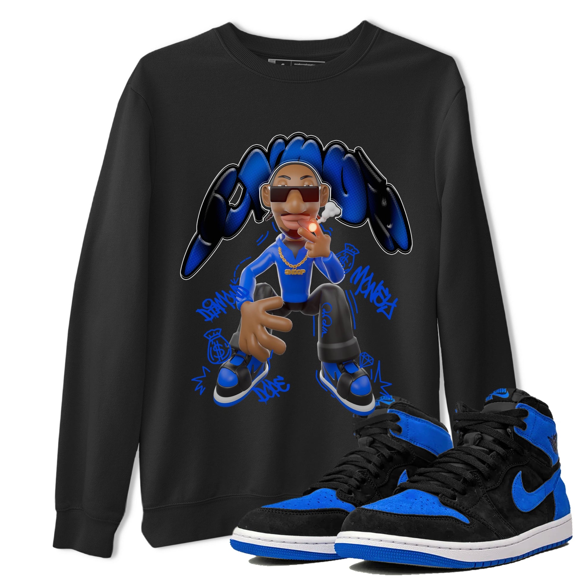 Air Jordan 1 Royal Reimagined shirt to match jordans Snoop sneaker tees AJ1 OG HIGH Royal Reimagined SNRT Sneaker Release Tees Unisex Black 1 T-Shirt