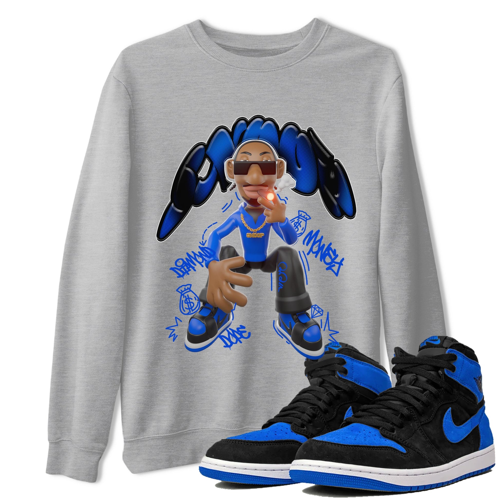 Air Jordan 1 Royal Reimagined shirt to match jordans Snoop sneaker tees AJ1 OG HIGH Royal Reimagined SNRT Sneaker Release Tees Unisex Heather Grey 1 T-Shirt