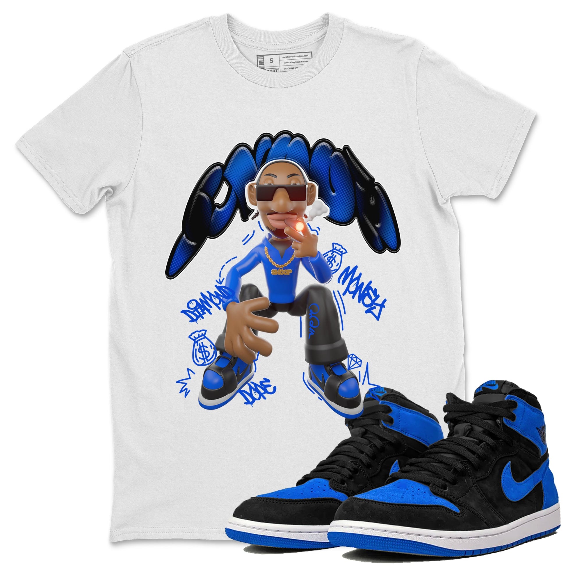 Air Jordan 1 Royal Reimagined shirt to match jordans Snoop sneaker tees AJ1 OG HIGH Royal Reimagined SNRT Sneaker Release Tees Unisex White 1 T-Shirt