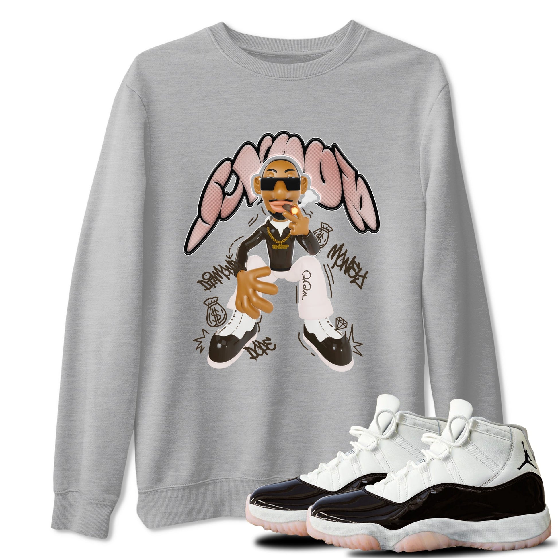 Air Jordan 11 Neapolitan shirt to match jordans Snoop sneaker tees AJ11 Neapolitan SNRT Sneaker Release Tees Unisex Heather Grey 1 T-Shirt