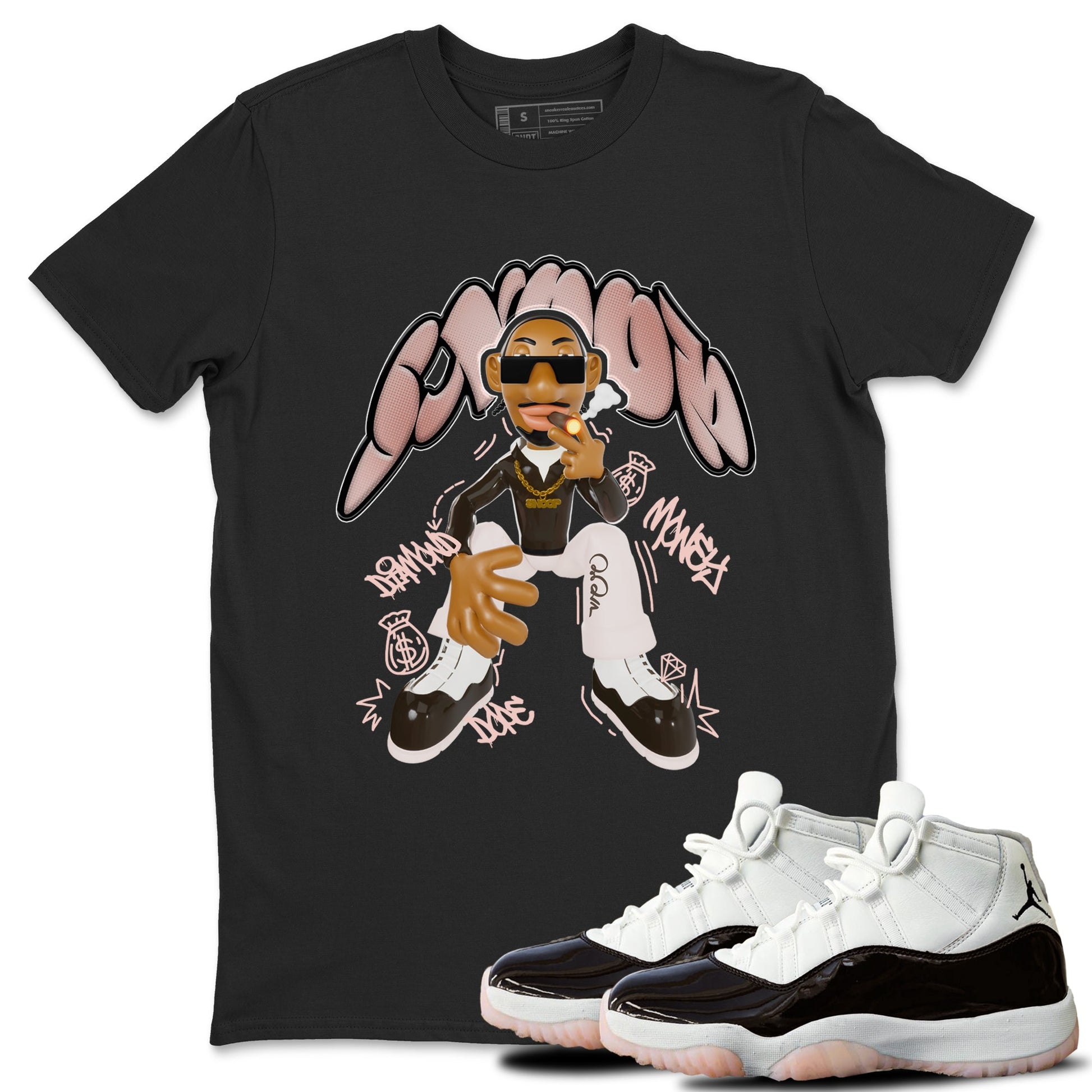 Air Jordan 11 Neapolitan shirt to match jordans Snoop sneaker tees AJ11 Neapolitan SNRT Sneaker Release Tees Unisex Black 1 T-Shirt