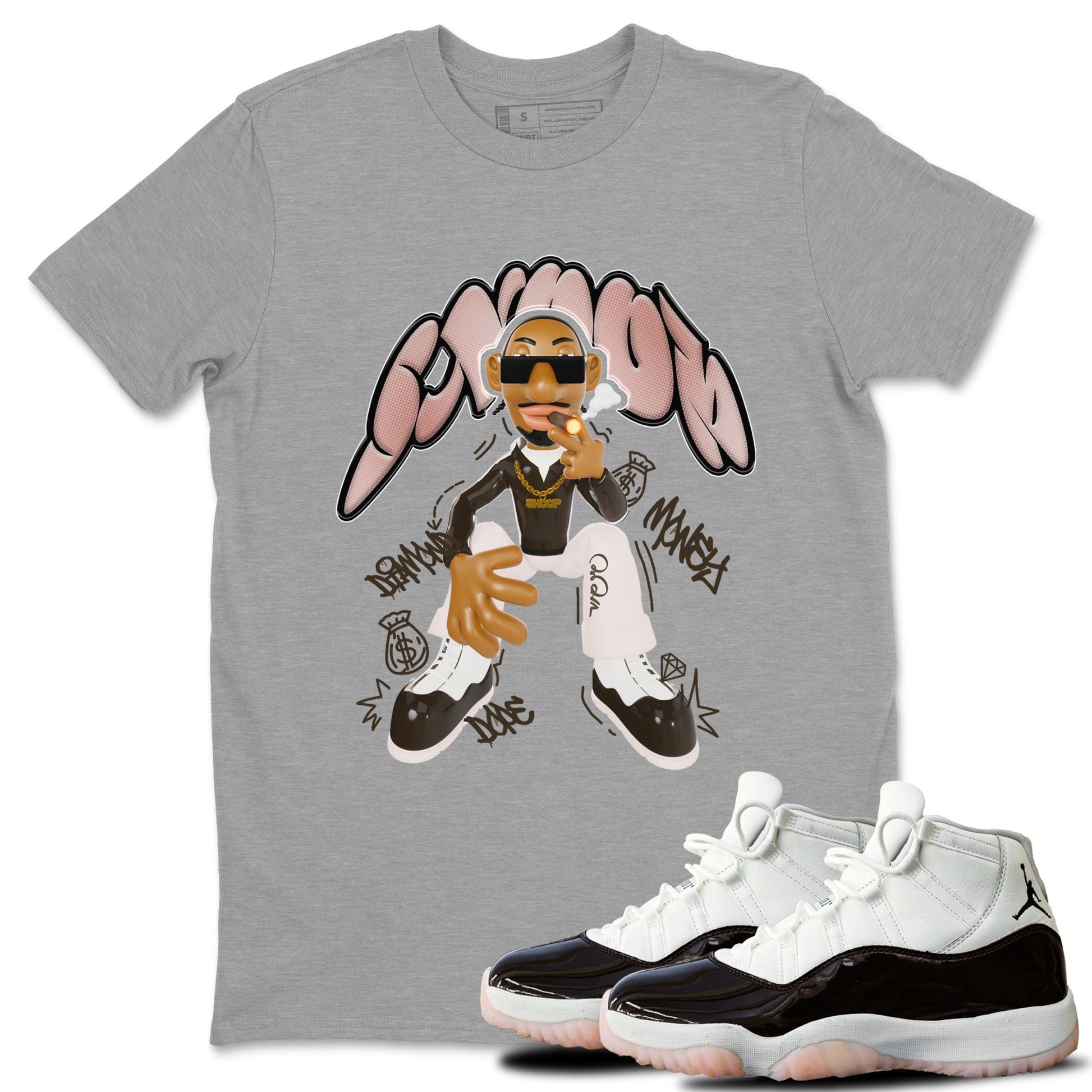 Air Jordan 11 Neapolitan shirt to match jordans Snoop sneaker tees AJ11 Neapolitan SNRT Sneaker Release Tees Unisex Heather Grey 1 T-Shirt