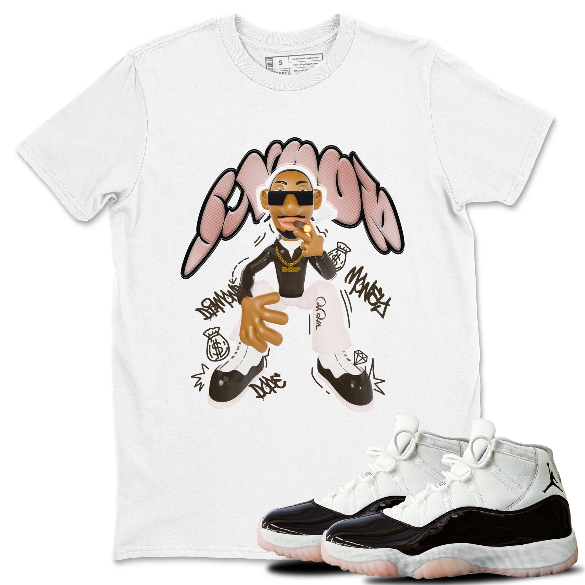 Air Jordan 11 Neapolitan shirt to match jordans Snoop sneaker tees AJ11 Neapolitan SNRT Sneaker Release Tees Unisex White 1 T-Shirt