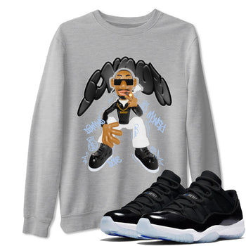 11s Black and Varsity Royal shirt to match jordans Snoop sneaker tees Air Jordan 11 Black/Varsity Royal SNRT Sneaker Release Tees Unisex Heather Grey 1 T-Shirt