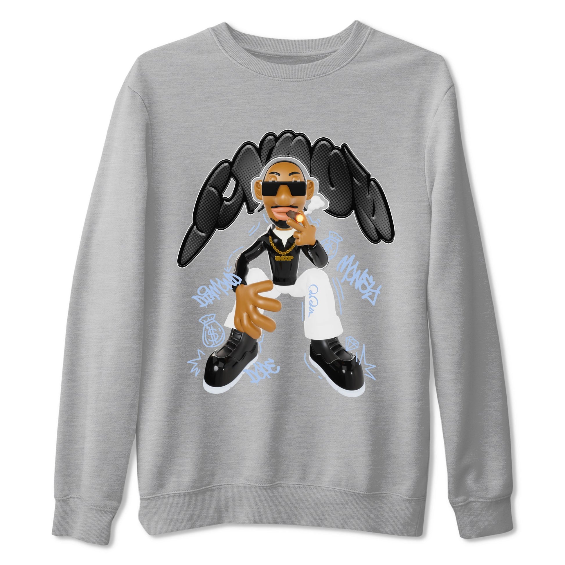 11s Black and Varsity Royal shirt to match jordans Snoop sneaker tees Air Jordan 11 Black/Varsity Royal SNRT Sneaker Release Tees Unisex Heather Grey 2 T-Shirt