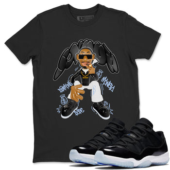 11s Black and Varsity Royal shirt to match jordans Snoop sneaker tees Air Jordan 11 Black/Varsity Royal SNRT Sneaker Release Tees Unisex Black 1 T-Shirt